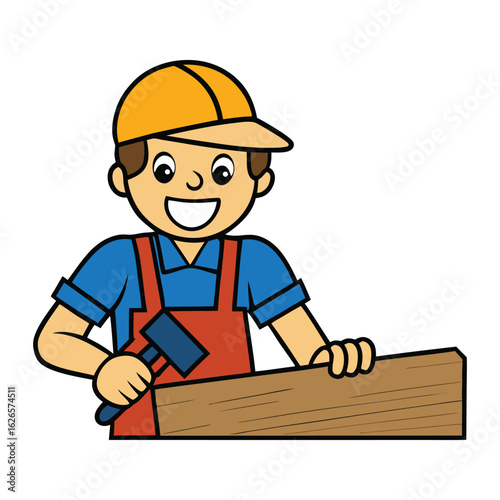 A skilled carpenter carefully cuts a wooden panel with precision, shaping it perfectly for construction or furniture, blending craftsmanship and attention to detail.

