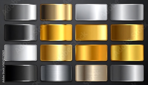Metallic rectangular plates in various shades