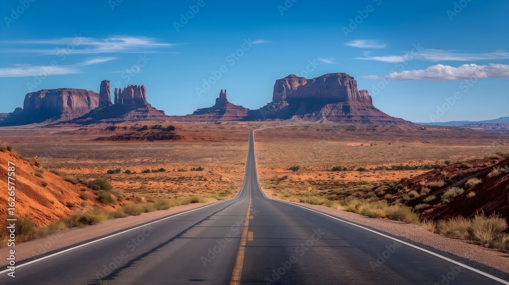 Fototapeta premium Desert Road with Red Rock Formations