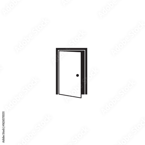 Vector art of open door isolated on white background