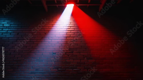 Brick Wall Illuminated By Shifting Colored Spotlight