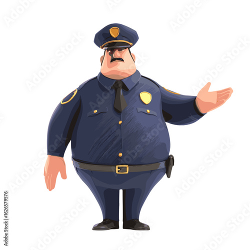 An illustration of a cartoon police officer.