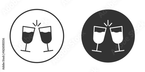 Wine toast icon logo design illustration template. Solid Style