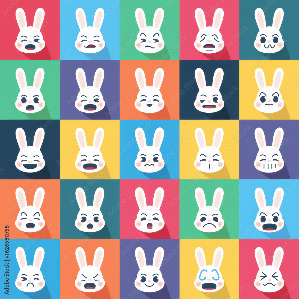 Naklejka premium Icônes lapins