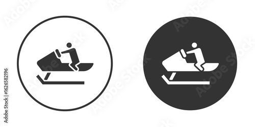 Snowmobile sport icon logo design illustration template. Solid Style