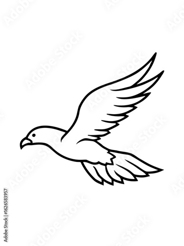  pallass fish Fly eagle tattoo dove with feather design icon line airt vactor outline Illustrationicon line airt vactor outline Illustrations on white backgrod