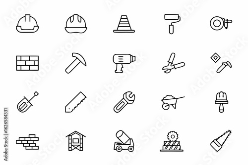 Icons focusing on the tools of laborers and skilled workers