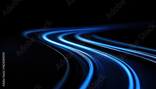 Abstract light trails curving on black