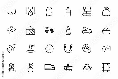 Step-by-step line icons showing how items are made in a factory