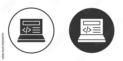 Front end icon logo design illustration template. Solid Style