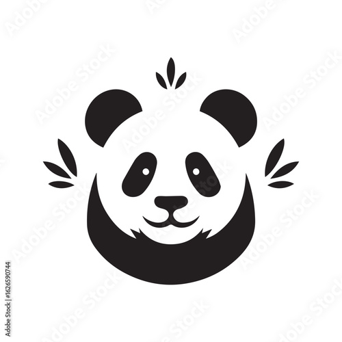 minimal panda vecto  silhouette r,  white background