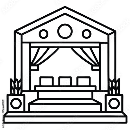 Stage with draped curtains and podium architecture performance