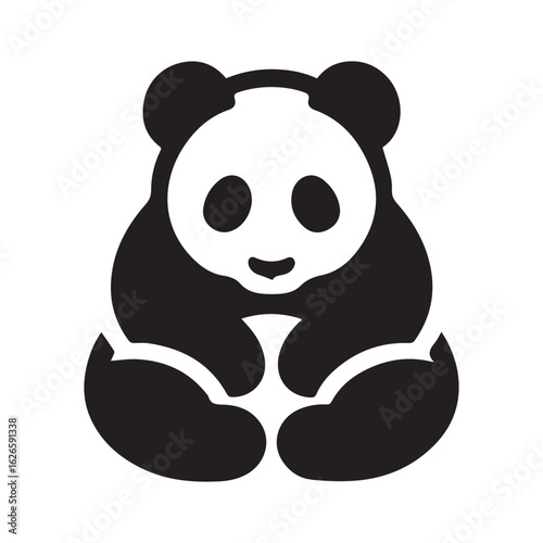 minimal panda vecto  silhouette r,  white background