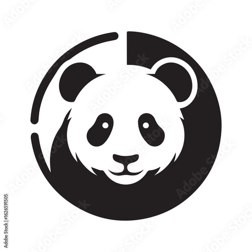 minimal panda vecto  silhouette r,  white background