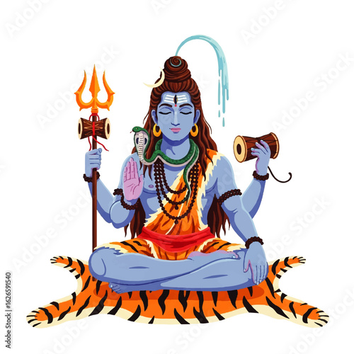 Lord Shiva Meditating Vector Illustration Design
