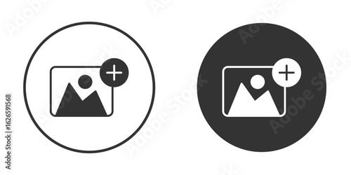 Add photos icon logo design illustration template. Solid Style