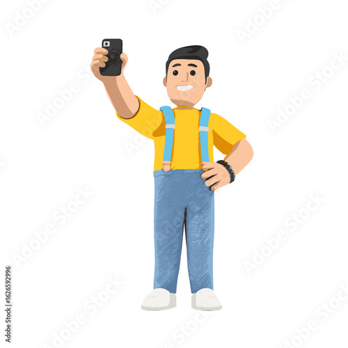 Man taking a selfie with his smartphone.