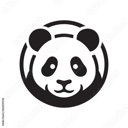 minimal panda vecto  silhouette r,  white background