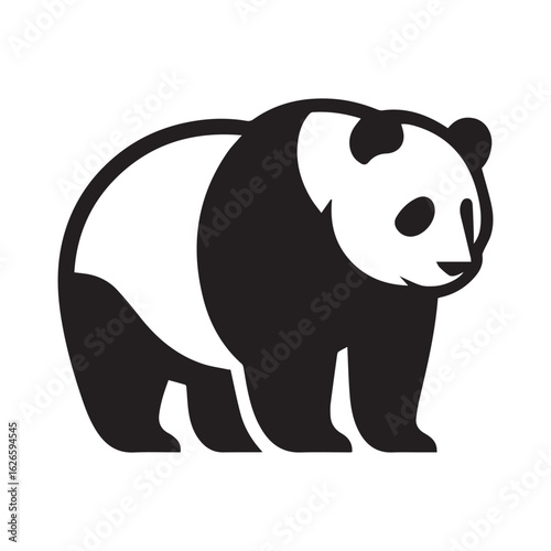 minimal panda vecto  silhouette r,  white background