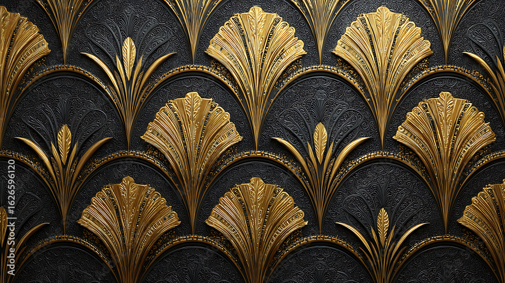 Art Deco Pattern. Vector gold black background Art Deco Pattern. Vector gold black background