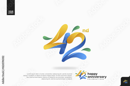 Number 42 logo icon design, 42nd birthday logo number, anniversary 42