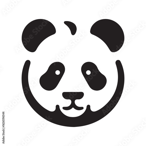 minimal panda vecto  silhouette r,  white background
