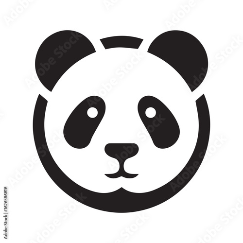 minimal panda vecto  silhouette r,  white background