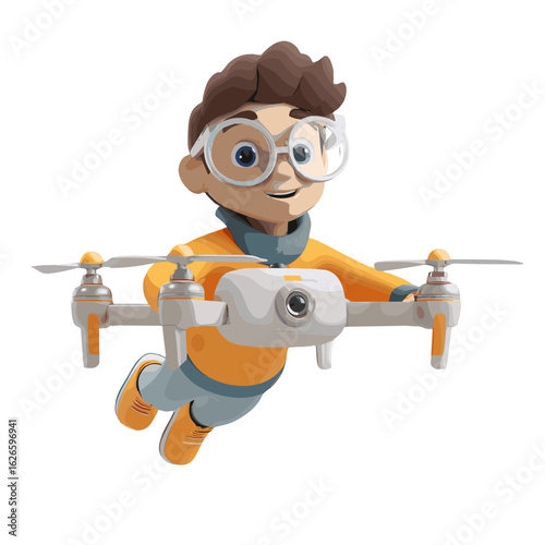 A young individual joyfully controlling a drone.