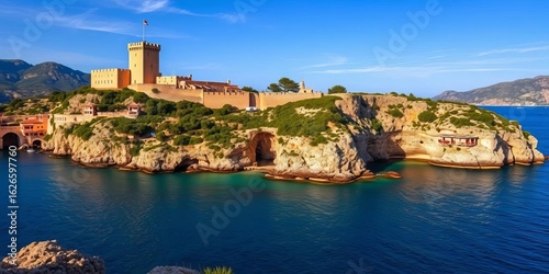 Capdepera castle overlooking the Mediterranean Sea, Mallorca,  towers,  history