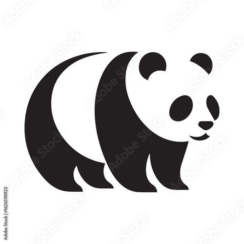 minimal panda vecto  silhouette r,  white background