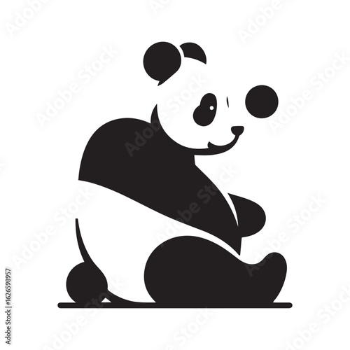 minimal panda vecto  silhouette r,  white background