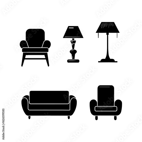 Elegant furniture set in a stylish illustration.