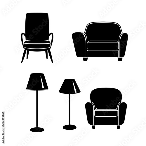 Simple silhouette of furniture, offering a modern and minimalist feel.