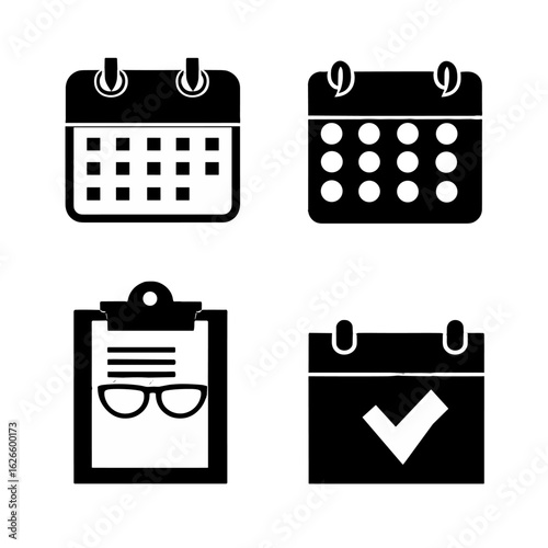 Various calendar icons with different designs on a single image.