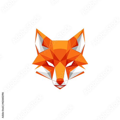 Geometric Low-Poly Fox Head: Fierce, Orange, Modern Logo Design