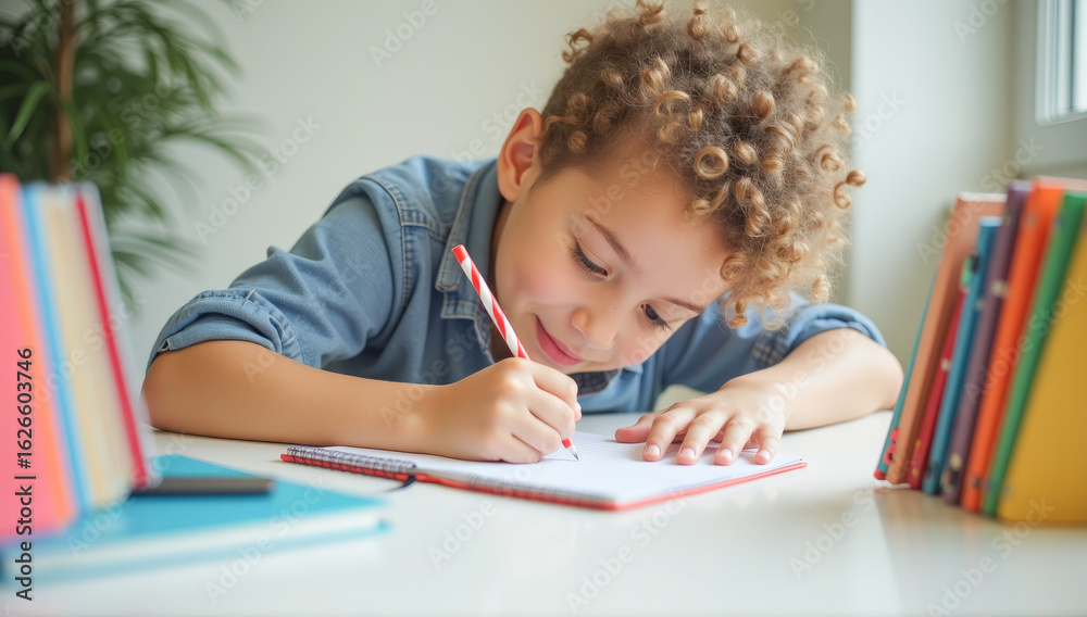 a schoolchild writes in a notebook in class a schoolchild writes in a notebook in class