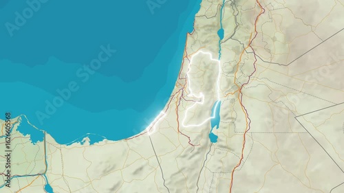 Zoom In On Stylized Map Palestine