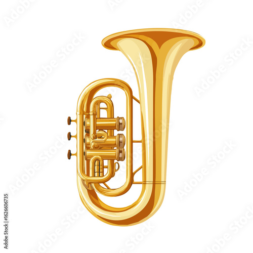Euphonium Mouthpiece, flat style 2D vector image, isolated on a white background