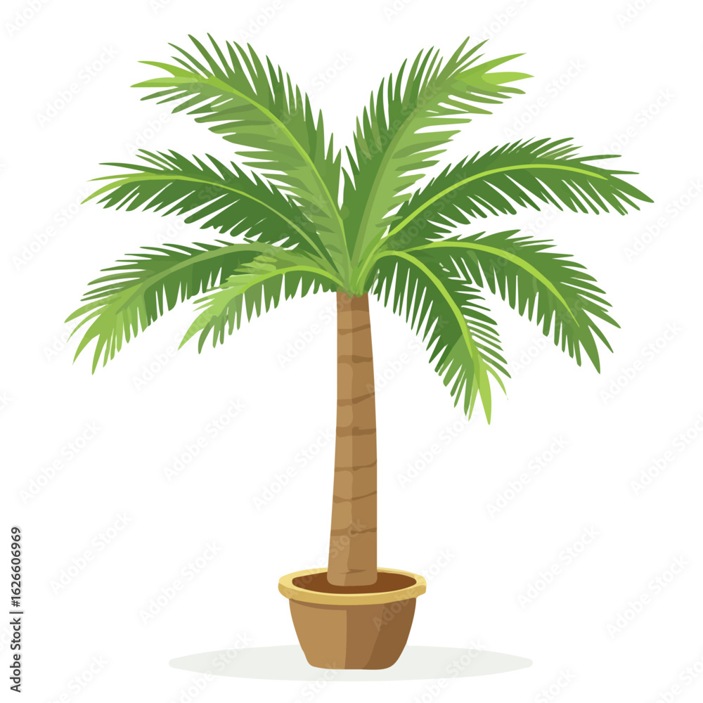 Obraz premium Flat 2D Dwarf Date Palm illustration, vector graphic in icon style, on white background