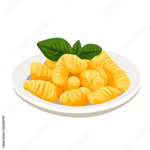 Flat 2D Gnocchi illustration, vector graphic in icon style, on white background