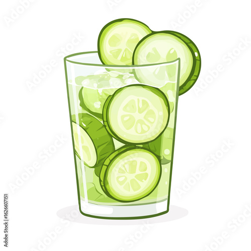 Cucumber Water, flat style 2D vector image, isolated on a white background