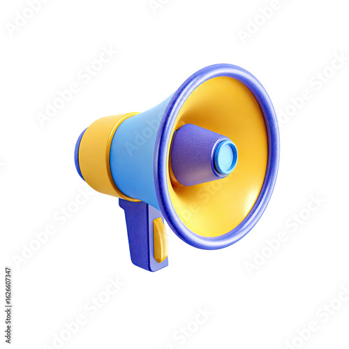 3D rendered megaphone, vibrant colors