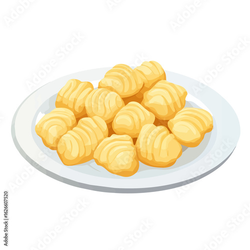 Minimal flat vector of a Gnocchi, 2D icon-style illustration on white background