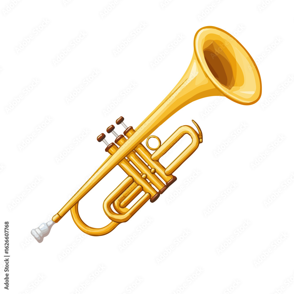 Obraz premium Minimal flat vector of a Jazz Trumpet, 2D icon-style illustration on white background
