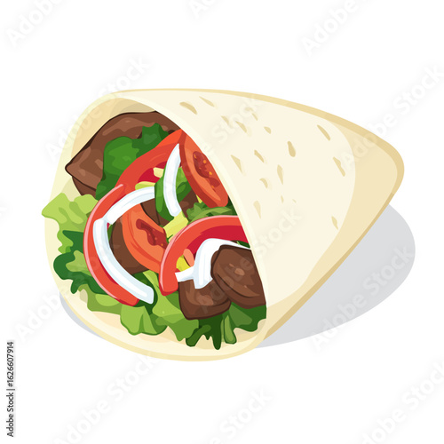 Gyro, flat style 2D vector image, isolated on a white background