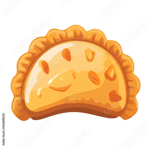 Minimal flat vector of a Empanada Gallega, 2D icon-style illustration on white background