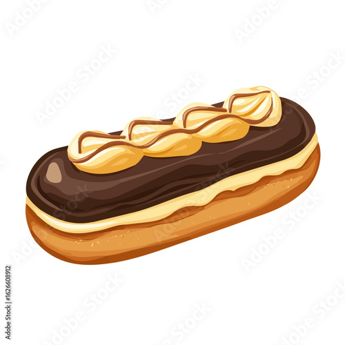 Minimal flat vector of a Eclair, 2D icon-style illustration on white background
