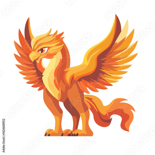 2D flat vector illustration of a Gryphon in icon style, isolated on white background