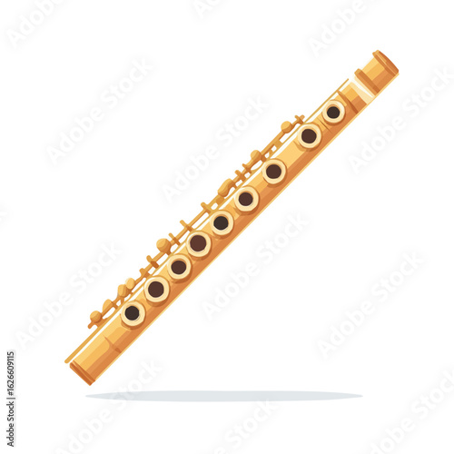 Minimal flat vector of a Flute Body, 2D icon-style illustration on white background