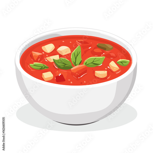 2D flat vector illustration of a Gazpacho in icon style, isolated on white background